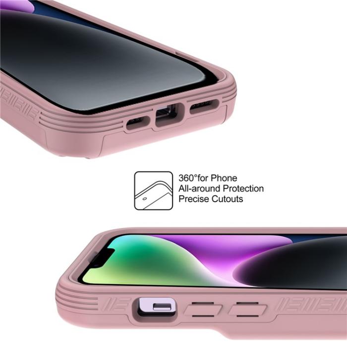OEM - iPhone 14 Plus Skal Korthållare Mirror Kickstand - Rosa