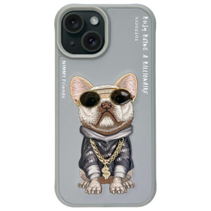 NIMMY - Nimmy iPhone 15 Mobilskal Glasses Cool Dog - Grå