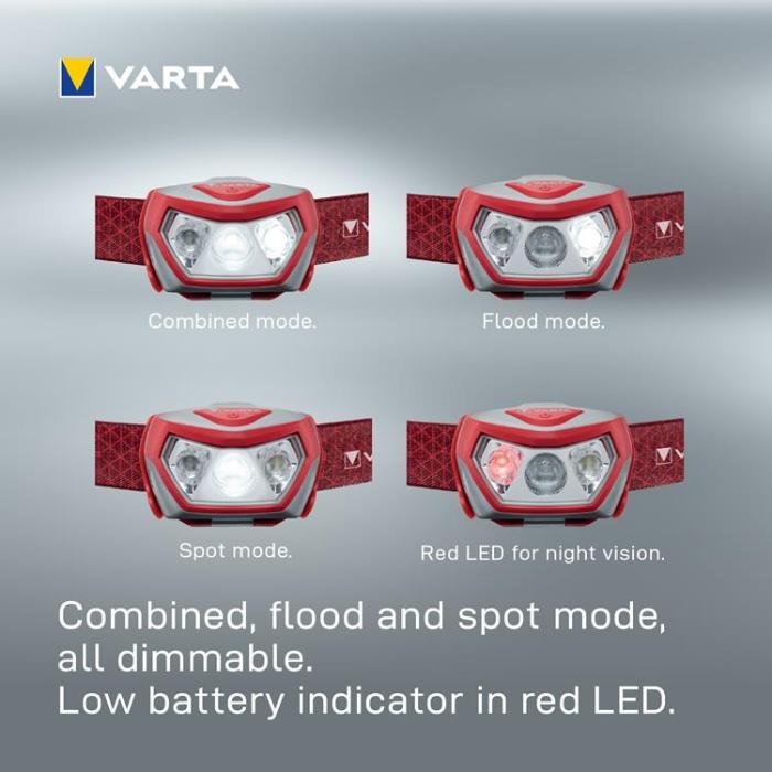 VARTA - Varta Pannlampa Outdoor Sports H20 Pro - Röd
