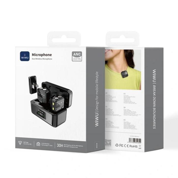 WIWU - WIWU Lavaliermikrofon med iP + Typ C 2-i-1-Mottagare Wi-WM005 - Svart
