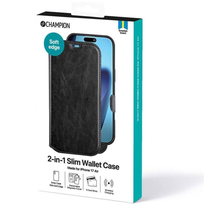 Champion - Champion iPhone Air Plånboksfodral Slim 2-in-1 - Svart