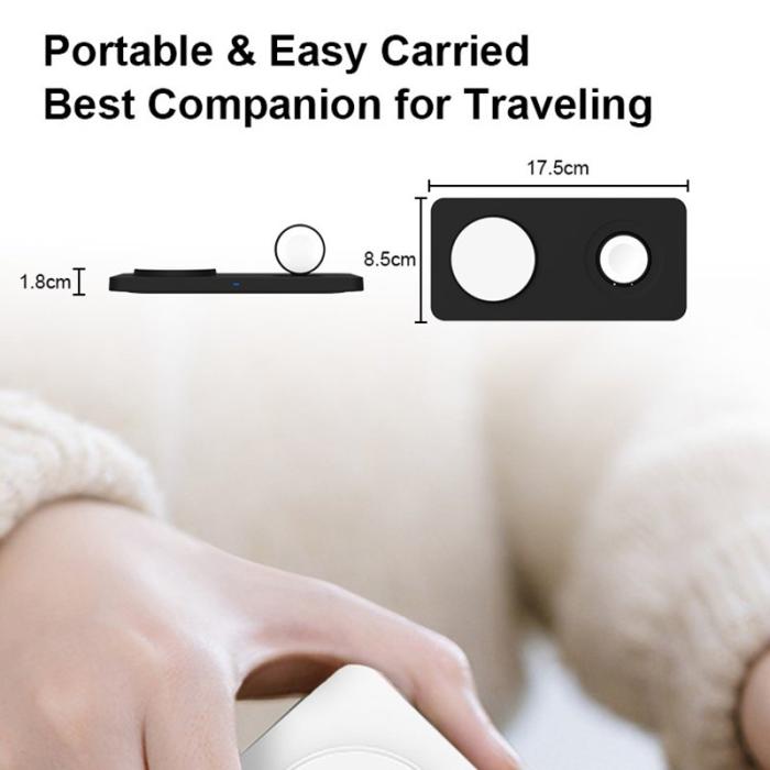 OEM - M13 2-i-1 Magnetisk Trådlös Laddare för AirPods/iPhone/Apple Watch - Svart