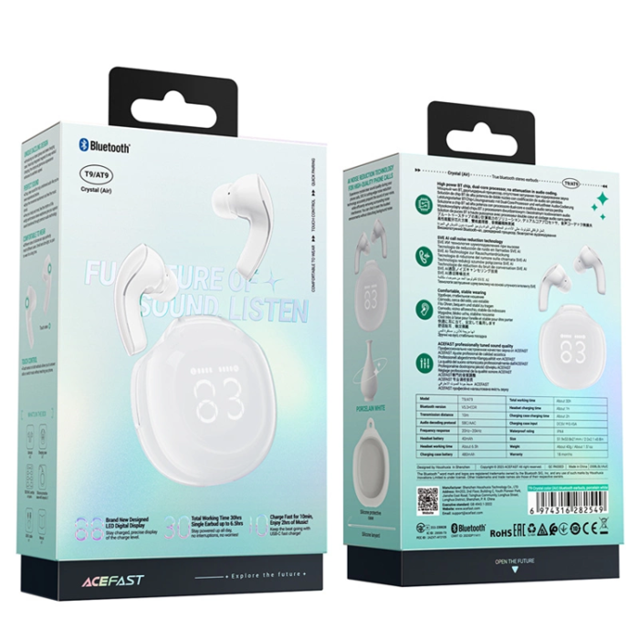Acefast - Acefast T9 Bluetooth 5.3 In-Ear Trådlösa Hörlurar - Vit