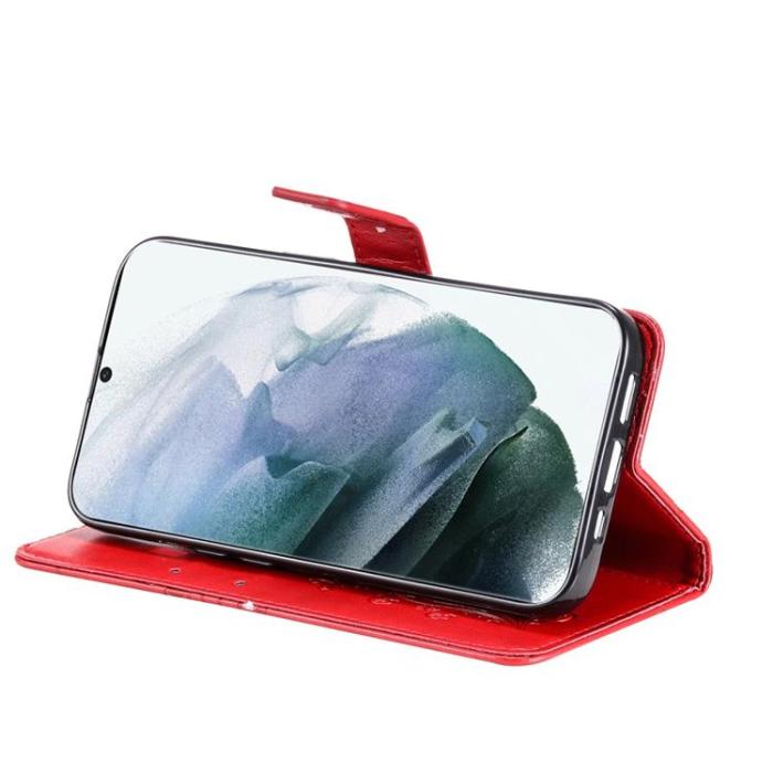 OEM - Butterfly Imprinted Fodral Galaxy S22 Plus - Röd