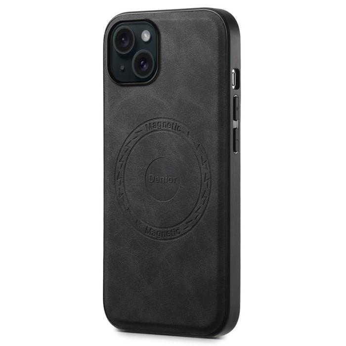DENIOR - DENIOR A11 iPhone 15 Plus Fodral Konstläder belagt PC+TPU Svart