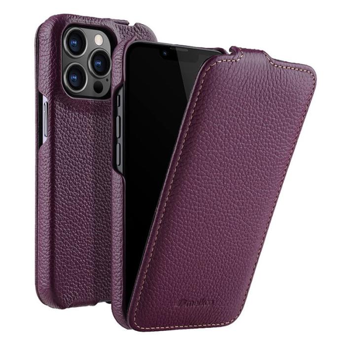 Melkco - MELKCO Mobilskal till iPhone 14 Pro Max Äkta Läder + PC Lila