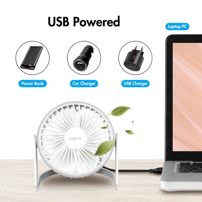 LogiLink - LogiLink USB-fläkt Ø12,7 cm - Vit