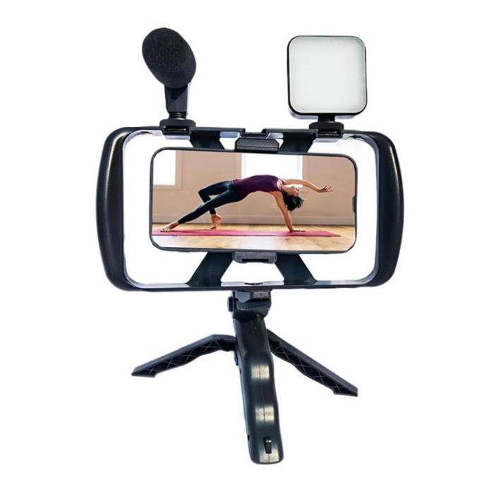 OEM - Selfiestick med Stativ för Livesändning med LED-blixt och Mikrofon