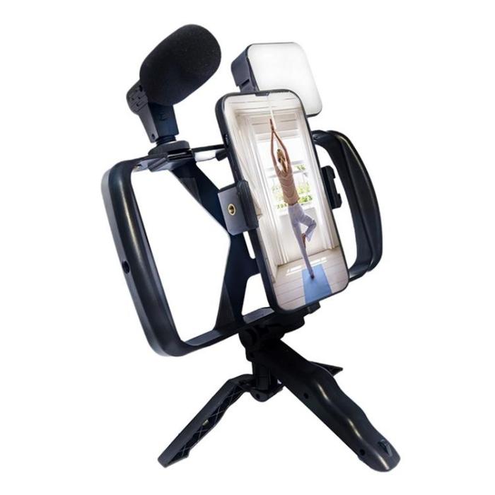 OEM - Selfiestick med Stativ för Livesändning med LED-blixt och Mikrofon