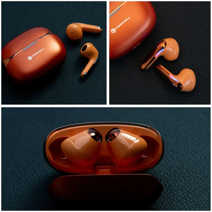 Forcell - Forcell Trådlös Hörlurar TWS F-Audio Pulse Air ENC - Guld