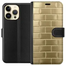 Gustaf - Pl&aring;nboksfodral till Apple iPhone 15 Pro Max med Gyllene Murstenar