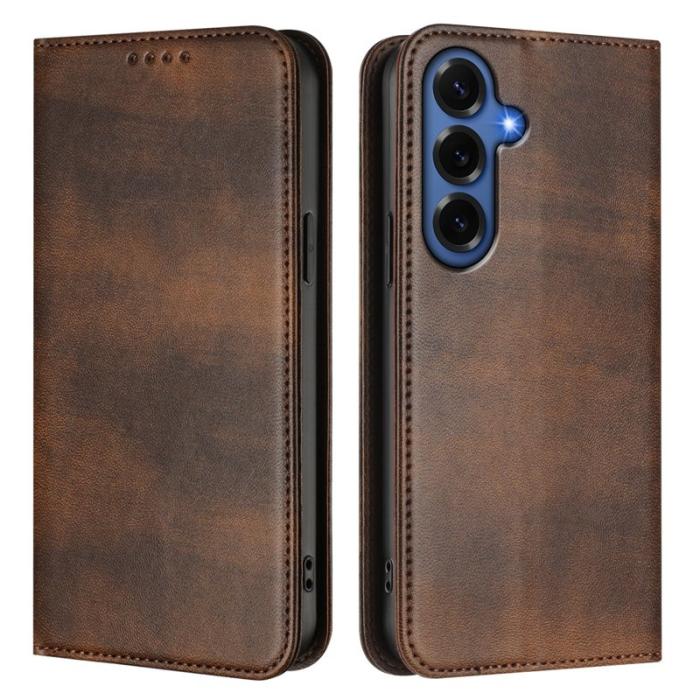 OEM - Samsung Galaxy S26+ Plånboksfodral Konstläder RFID Skydd - Brun
