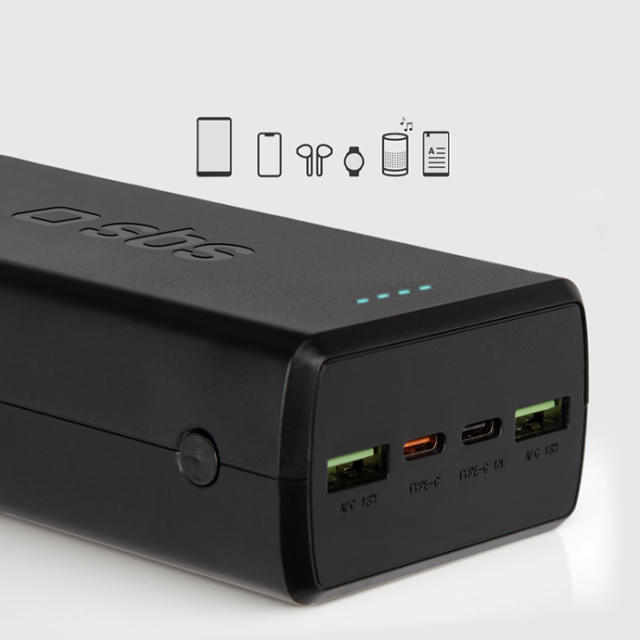 SBS - SBS Powerbank 2xUSB-C/2xUSB-A 30000 mAh - Svart