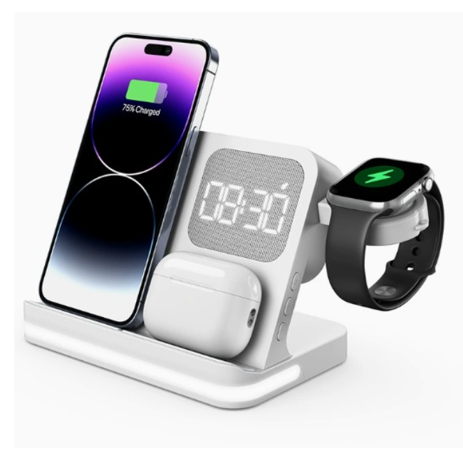 4-i-1 Trådlös Laddare 15W För iPhone och Samsung Produkter (Vit) | 505295 | AlltMobil