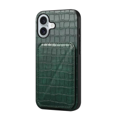 A-One Brand - iPhone 17 Mobilskal Korthållare Crocodile Textured - Grön