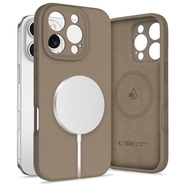 Tech-Protect - Tech-Protect iPhone 16 Pro Max Mobilskal Magsafe Liquid Silikon - Brun