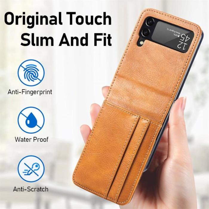 A-One Brand - Galaxy Z Flip 4 Plånboksfodral Portable Folding - Brun
