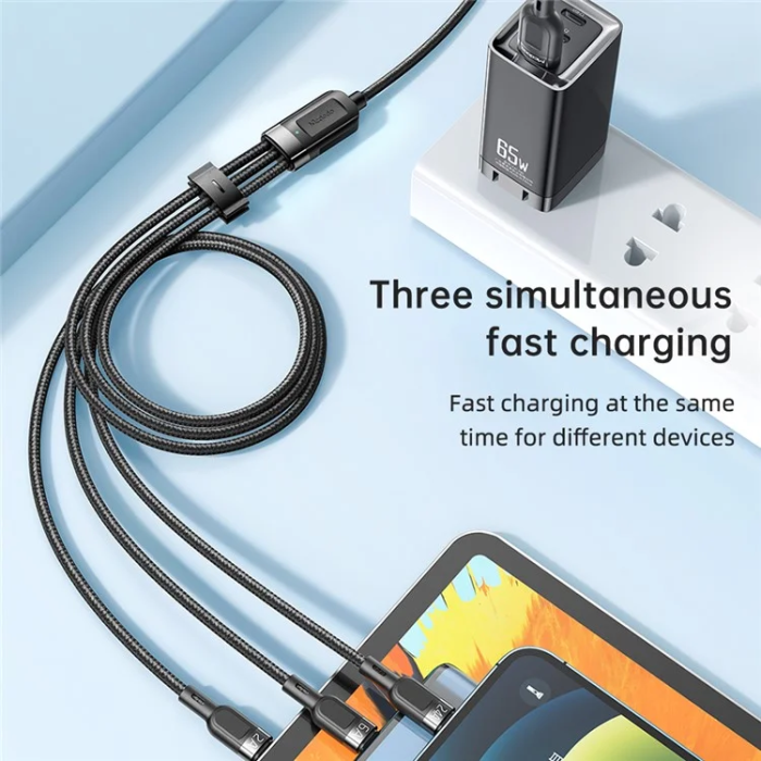 MCDODO - MCDODO 3in1 USB/USB-C/Lightning/microUSB Kabel CA-093 - Svart
