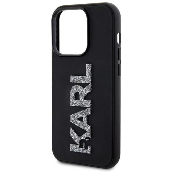 KARL LAGERFELD - Karl Lagerfeld iPhone 15 Pro Mobilskal 3D Glitter Logo - Svart