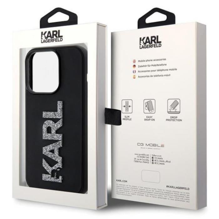 KARL LAGERFELD - Karl Lagerfeld iPhone 15 Pro Mobilskal 3D Glitter Logo - Svart