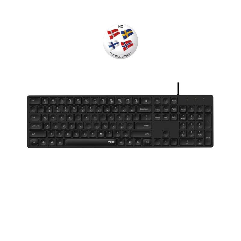 RAPOO Tangentbord NK8020 USB Kabelansluten Svart