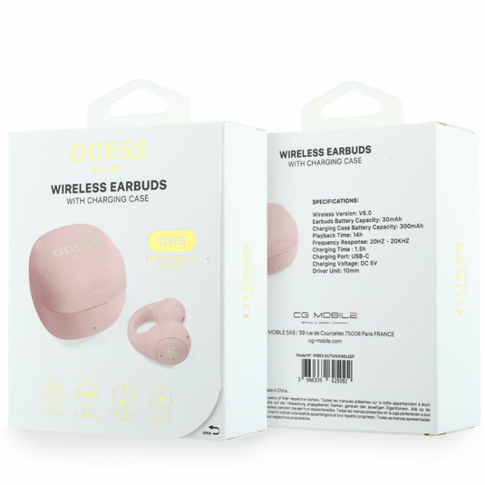 Guess - Guess Trådlös Hörlurar In-Ear Script Metal Logo - Rosa