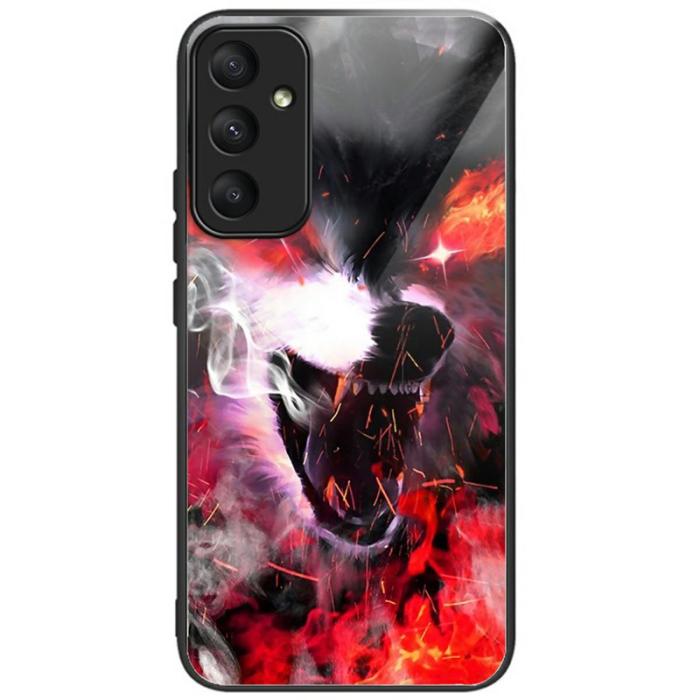 OEM - Mobilskal för Samsung Galaxy S26 Mönstertryck Härdat Glas TPU - Flammig Varg