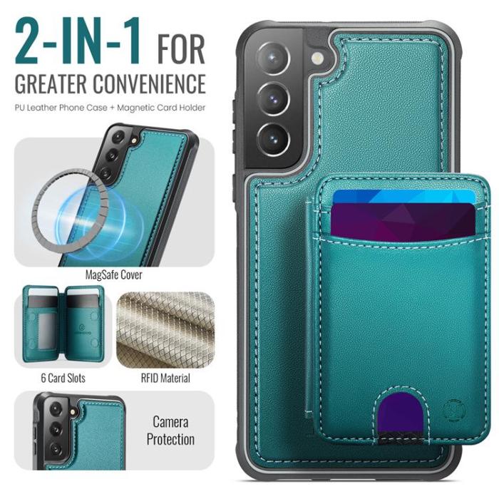 OEM - JEEHOOD Samsung Galaxy S21 FE 5G Fodral KonstLäder - Blå