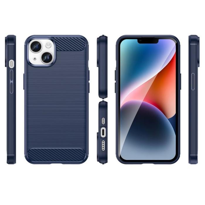 OEM - iPhone 15 Plus Mobilskal Carbon Flexible - Blå