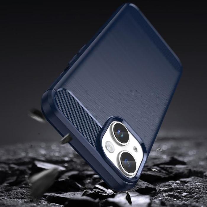 OEM - iPhone 15 Plus Mobilskal Carbon Flexible - Blå