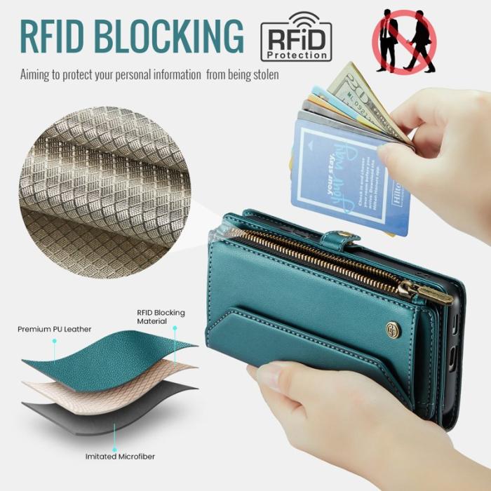 Caseme - CASEME Plånboksfodral Konstläder för Samsung Galaxy S25 Edge - Grön