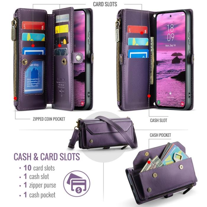 Caseme - CASEME Plånboksfodral Konstläder för Samsung Galaxy S25 Edge - Lila