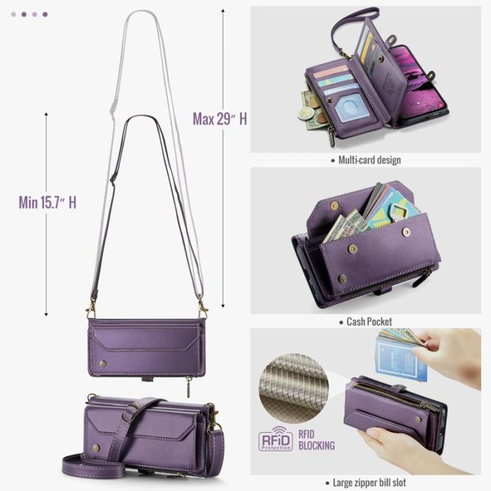 Caseme - CASEME Plånboksfodral Konstläder för Samsung Galaxy S25 Edge - Lila