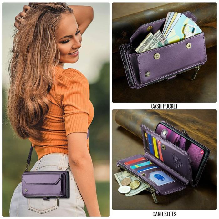 Caseme - CASEME Plånboksfodral Konstläder för Samsung Galaxy S25 Edge - Lila