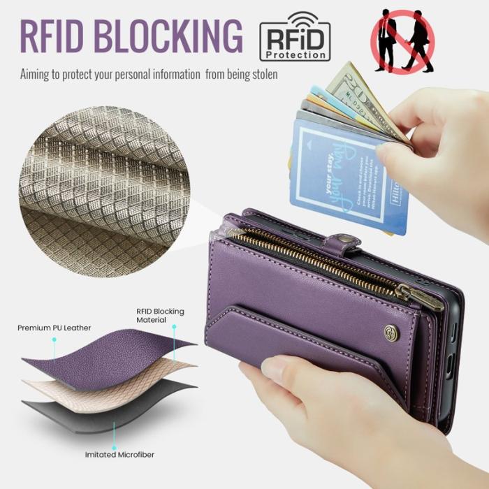 Caseme - CASEME Plånboksfodral Konstläder för Samsung Galaxy S25 Edge - Lila