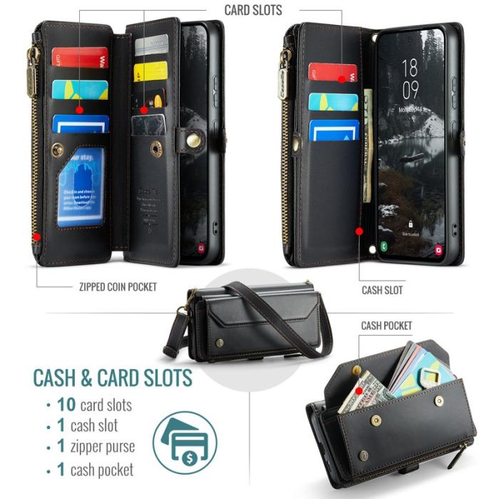 Caseme - CASEME Plånboksfodral Konstläder för Samsung Galaxy S25 Edge - Svart