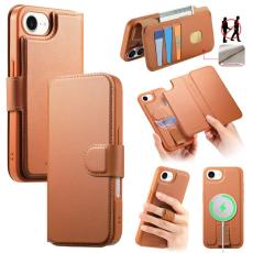 CASENEO - CASENEO iPhone 16e Pl&aring;nboksfodral Konstl&auml;der - Brun - RFID Blocking Wallet