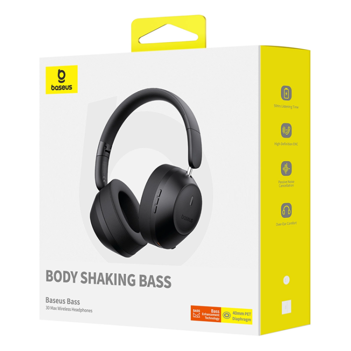 BASEUS - Baseus On-Ear Trådlösa Hörlurar Bluetooth 5.3 - Svart