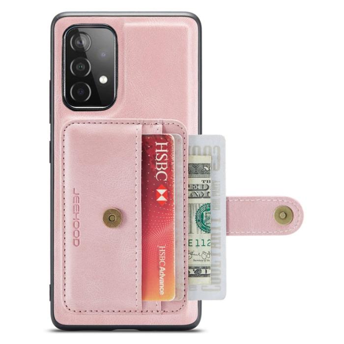 JEEHOOD - JEEHOOD Samsung Galaxy A52 4G/5G Plånboksfodral Konstläder Rosa