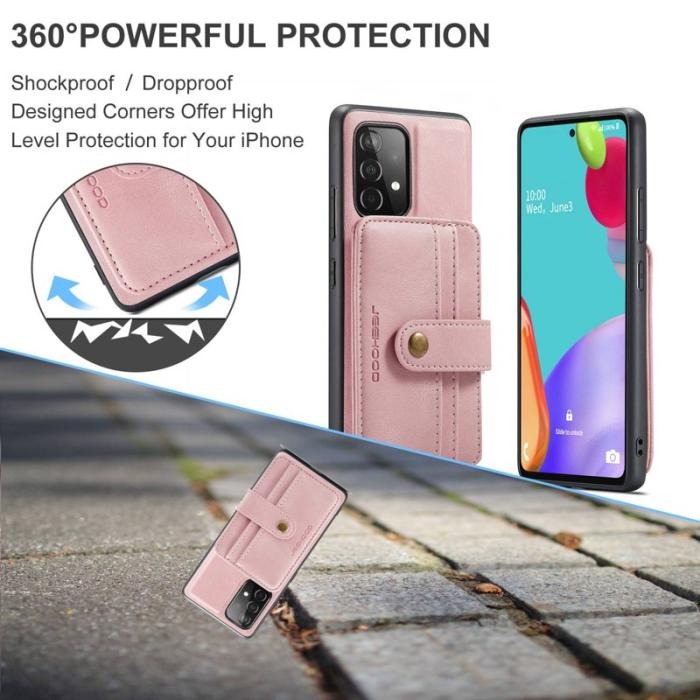 JEEHOOD - JEEHOOD Samsung Galaxy A52 4G/5G Plånboksfodral Konstläder Rosa