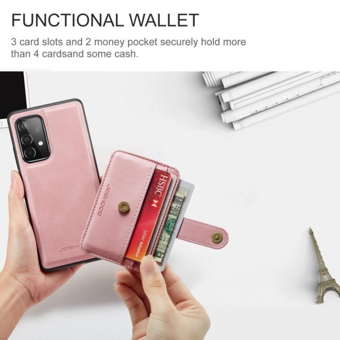 JEEHOOD - JEEHOOD Samsung Galaxy A52 4G/5G Plånboksfodral Konstläder Rosa