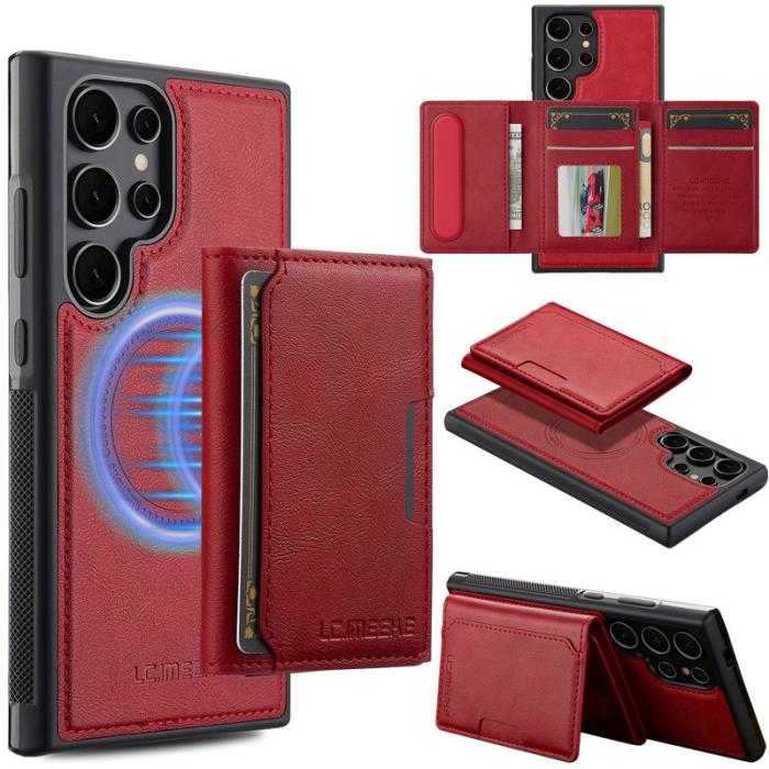 LC.imeeke - LC.IMEEKE L5 för Samsung Galaxy S25 Ultra Fodral KonstLäder - Röd