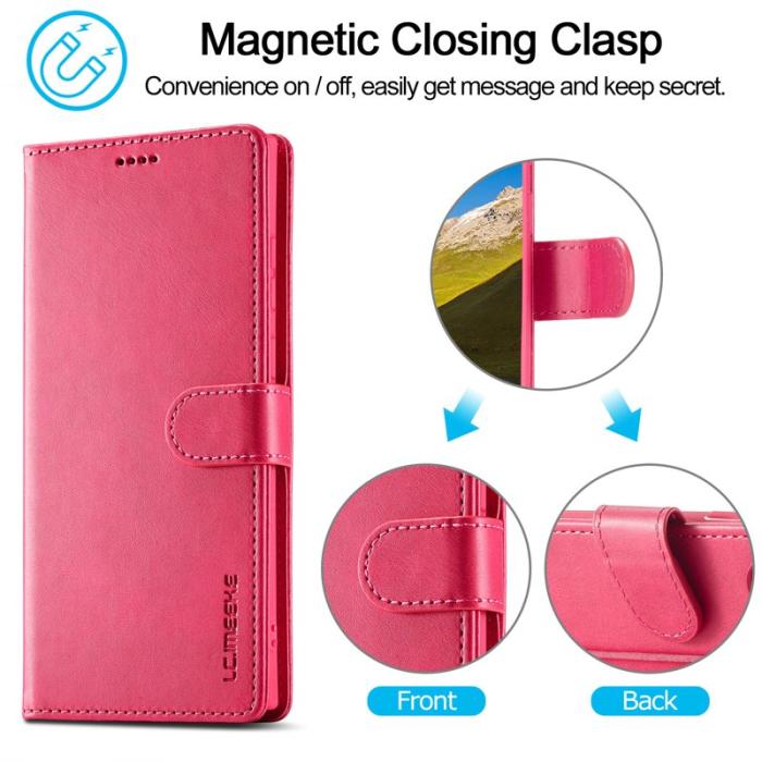 LC.imeeke - LC.IMEEKE Samsung Galaxy S24 Ultra Plånboksfodral Konstläder - Rosa