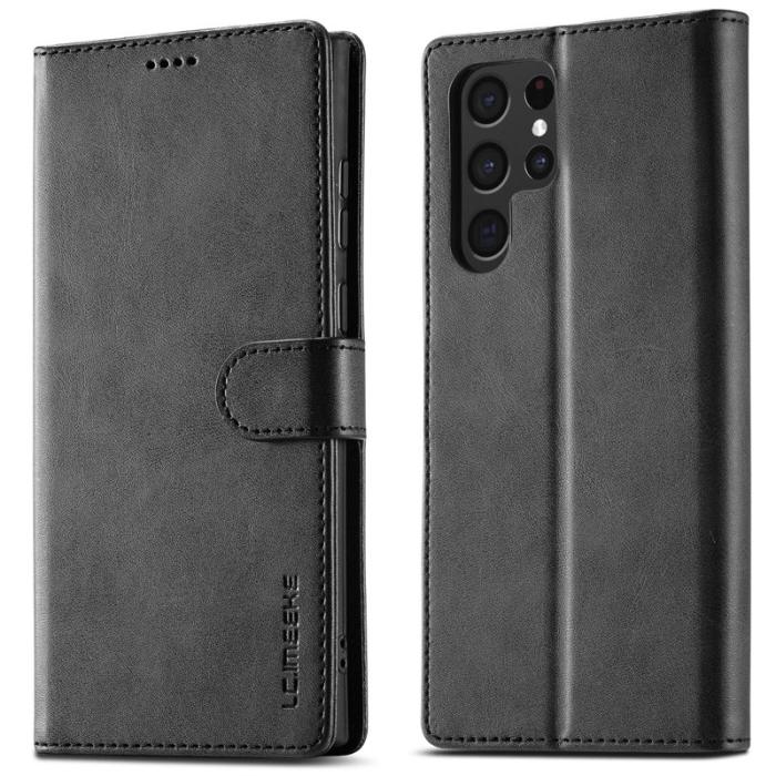 LC.imeeke - LC.IMEEKE Samsung Galaxy S24 Ultra Plånboksfodral Konstläder - Svart