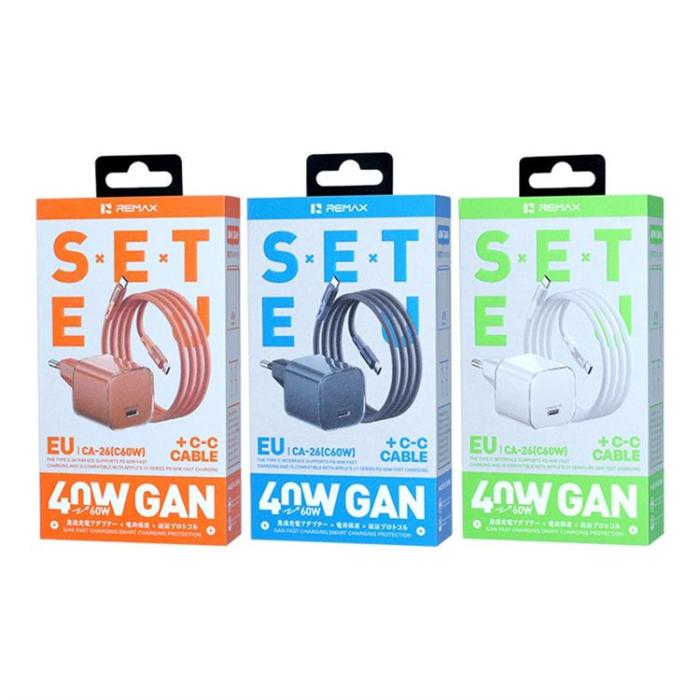 Remax - REMAX Väggladdare 60W 1xUSB-C med USB-C Kabel CA-26(C60W) - Orange