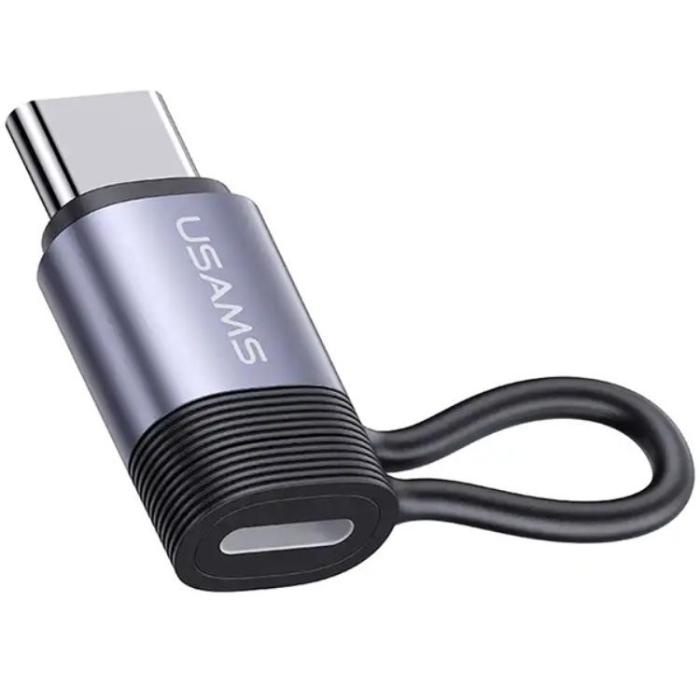 USAMS - USAMS Lightning till USB-C Adapter 30W AU17 - Stål