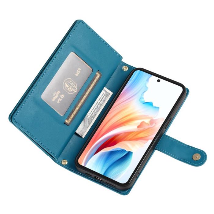 OEM - Samsung Galaxy S26 Fodral Dragkedja Äkta Läder - Blå