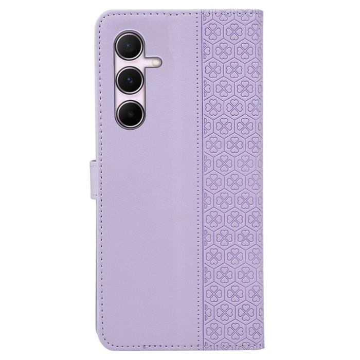 OEM - Samsung Galaxy S26 Skal Magnetlås Fyrklöver Äkta Läder - Ljuslila