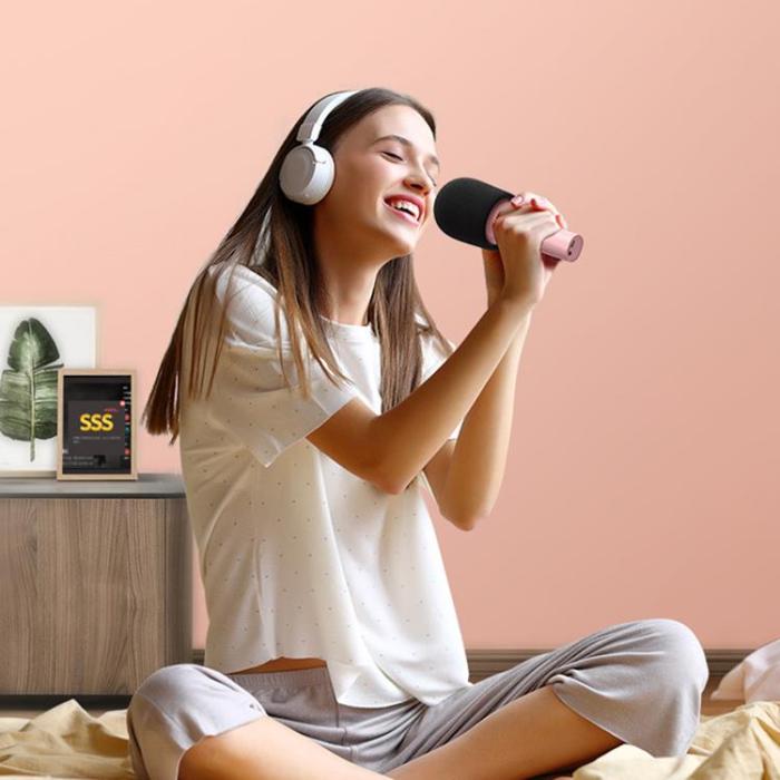 UTGATT1 - Joyroom Trådlös Karaokemikrofon Högtalare 1200mah - Rosa