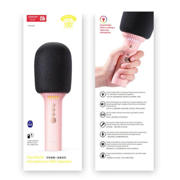 UTGATT1 - Joyroom Trådlös Karaokemikrofon Högtalare 1200mah - Rosa